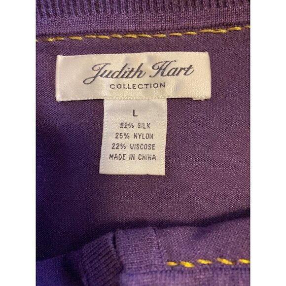 Judith Hart Collection Women's Large Purple Cardigan Jewel Collar Silk Blend - Picture 8 of 9